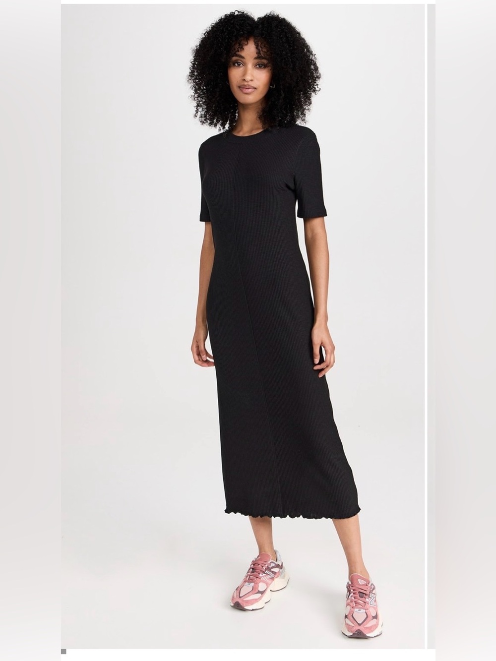 Sweaty Betty Black Ribbed Short-Sleeve Maxi Dress Sz XS